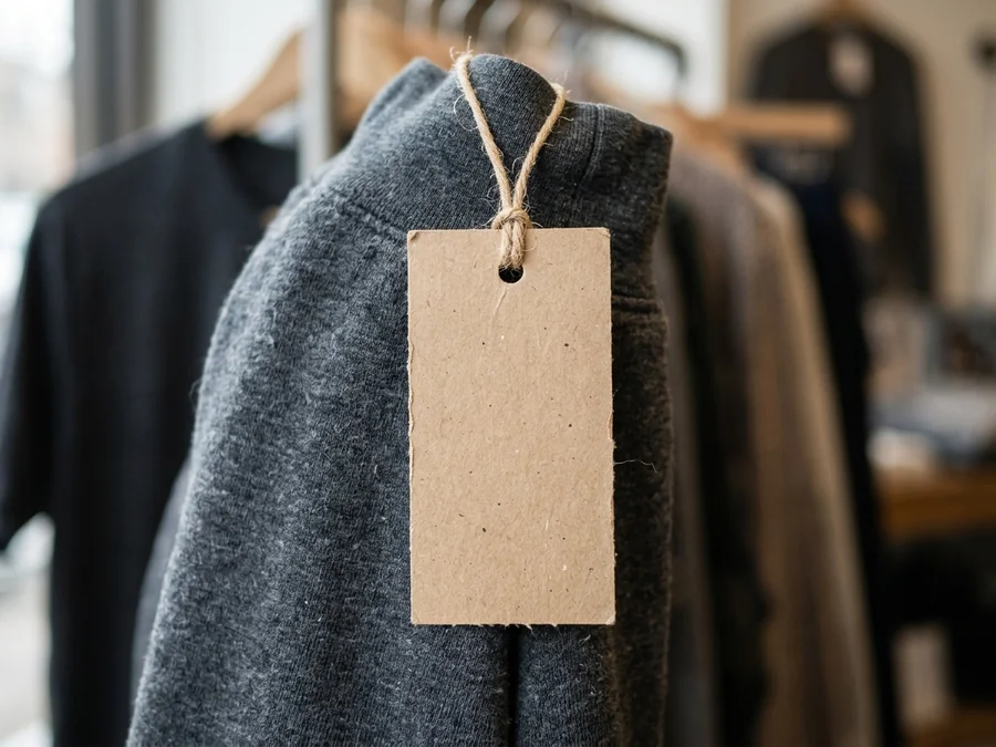 A hang tag matching the store's existing pricing and barcode system