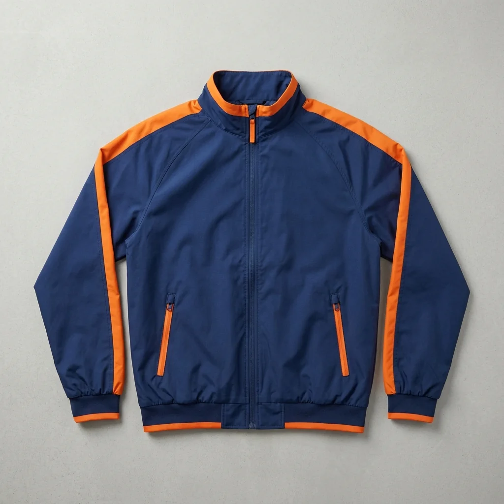 A long-sleeve cycling jacket laid flat, ribbed cuffs and a full-length zip