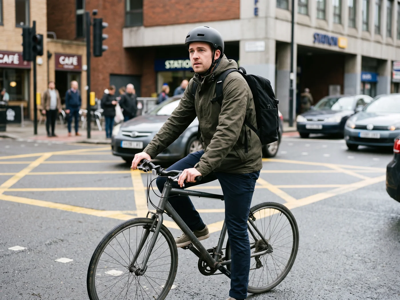 A commuter held at a city junction partway through a short weekday trip