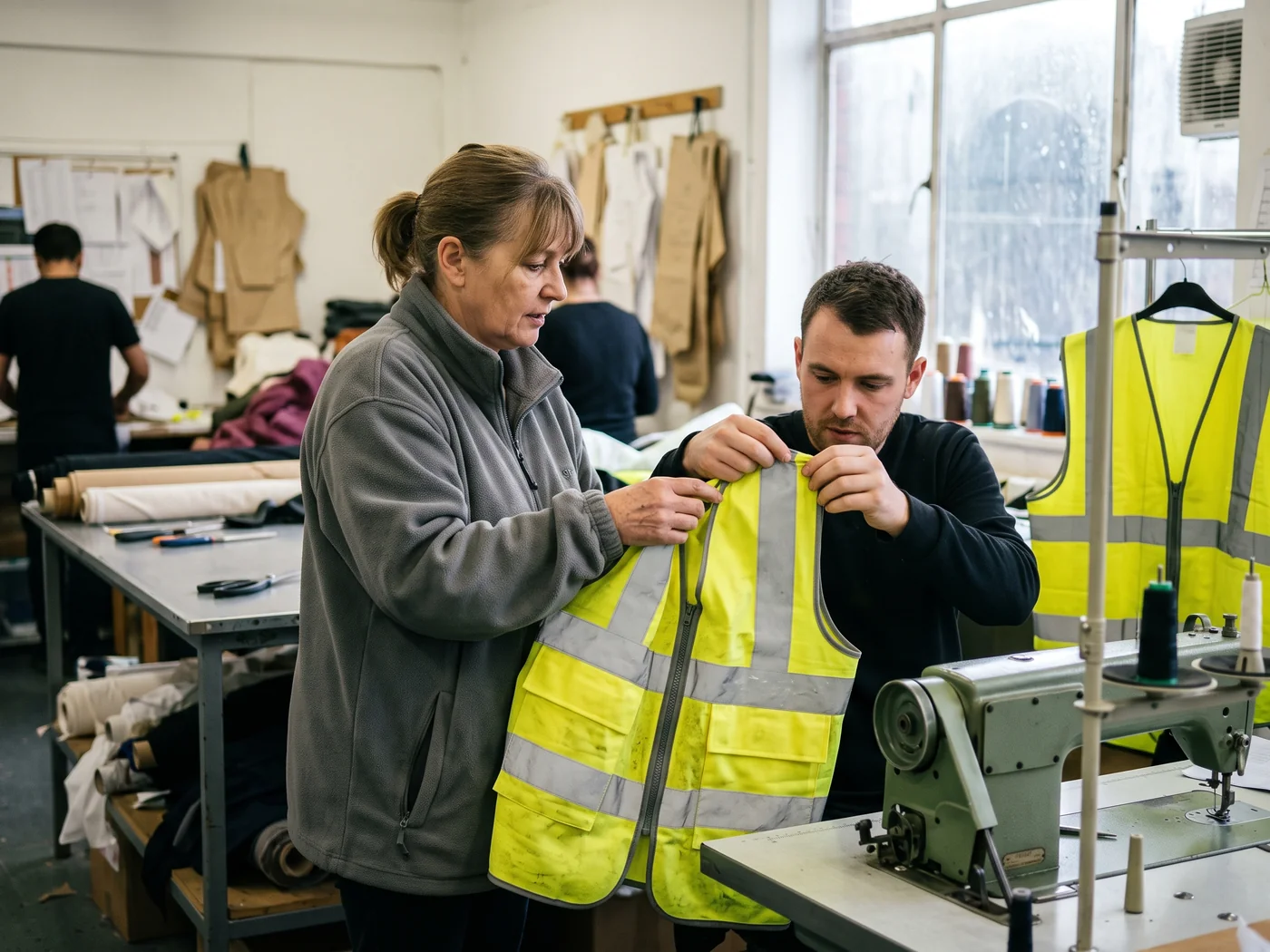 Custom reflective over-vest, sized to fit above a jacket and developed to a named specification