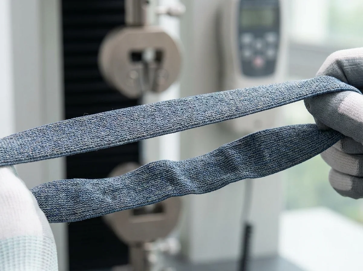 An elastic band demonstrating stretch recovery