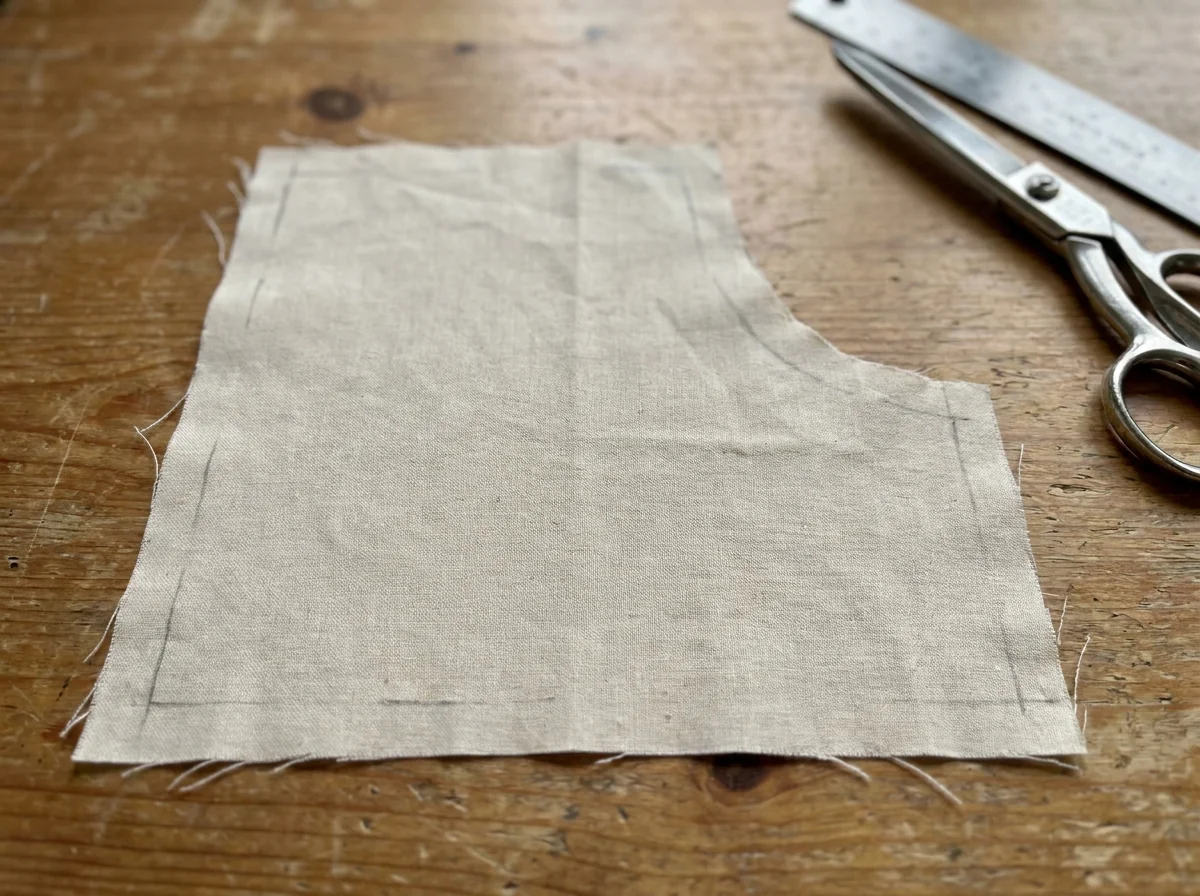 A cut fabric panel from a first sample