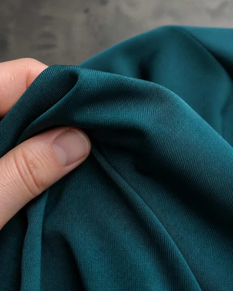 Close-up of a nylon-spandex cycling fabric swatch