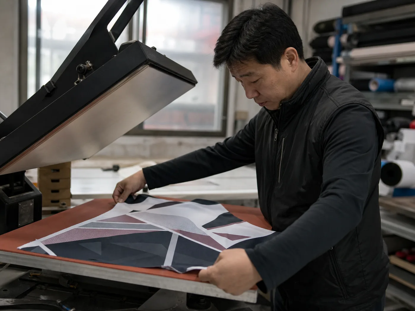 Printing press representing decoration and trim setup