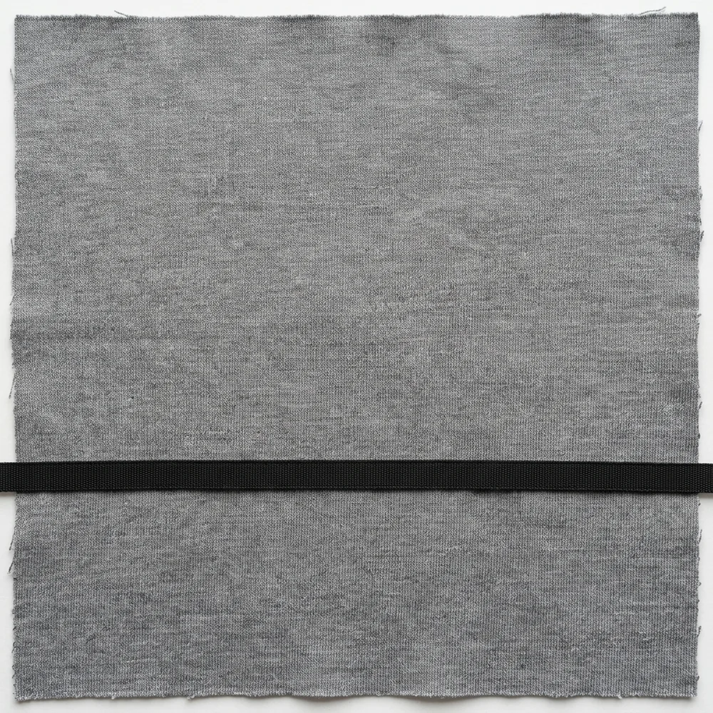 Structure card: grey performance knit with a single very narrow tape running across the lower third, the least band material of the five