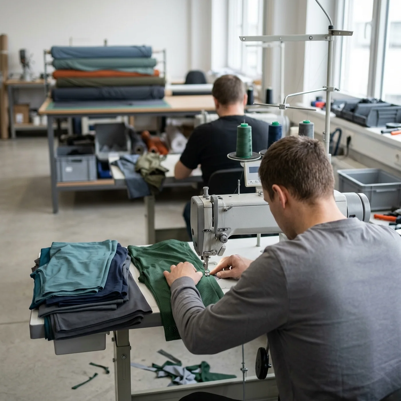 An operator running a panel through a machine on a repeat order