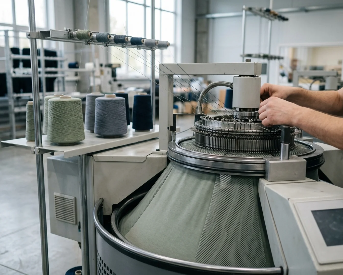 Yarn feeding through a mill machine during a bulk run