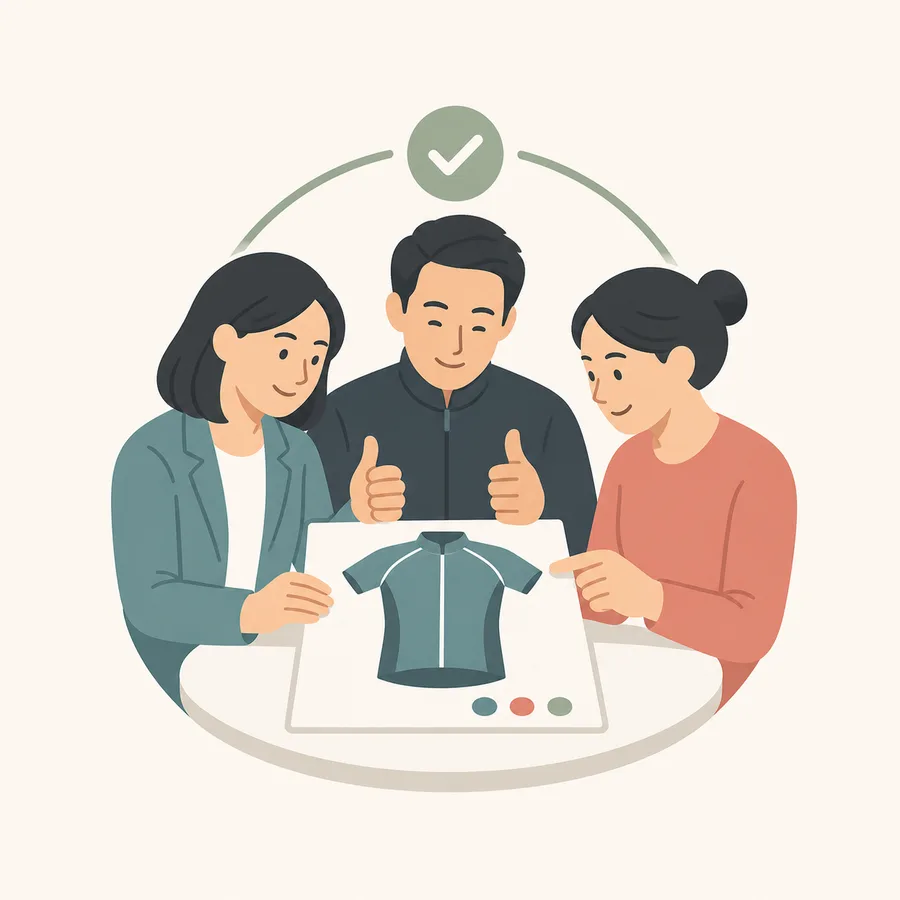 Icon representing multiple sponsor parties approving one tech pack
