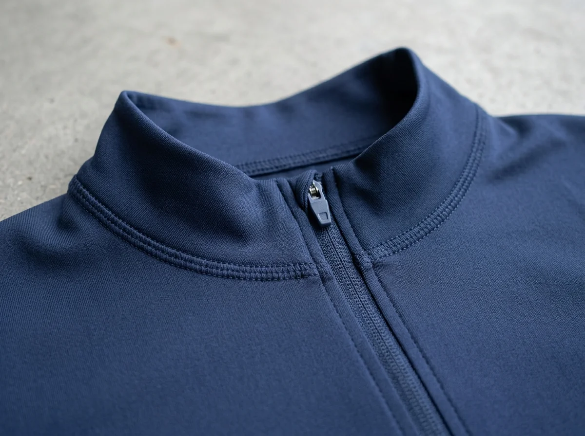 Collar band and placket construction on a finished garment
