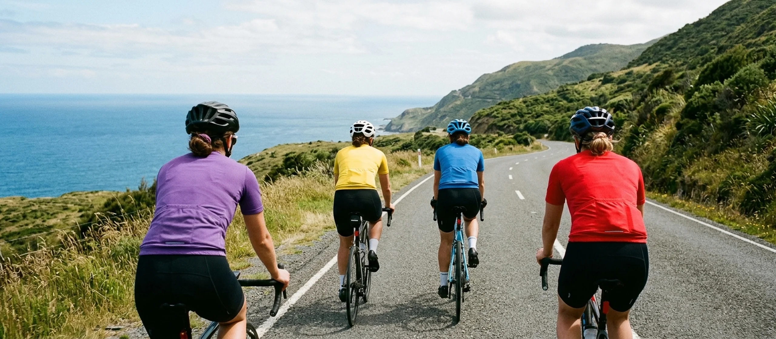Group of amateur cyclists on an organized ride, representing the North America, Europe, and Australia markets this factory ships to