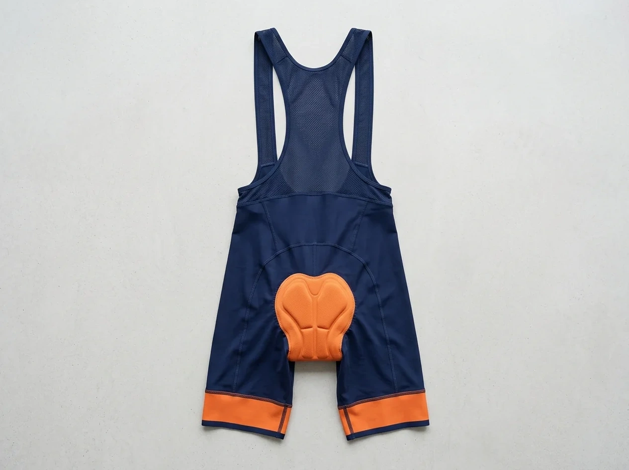 Custom road cycling bib shorts with engineered chamois and bib straps