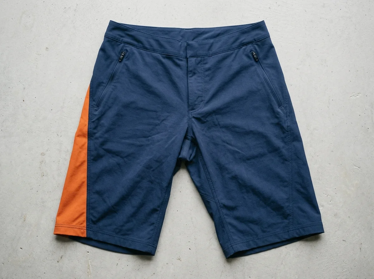 Custom cycling shorts, mid-thigh compression fit with side panel stripe