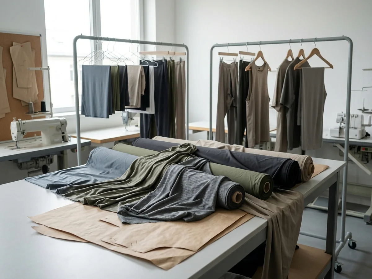 Light cloth settling into horizontal folds where it has nowhere to go