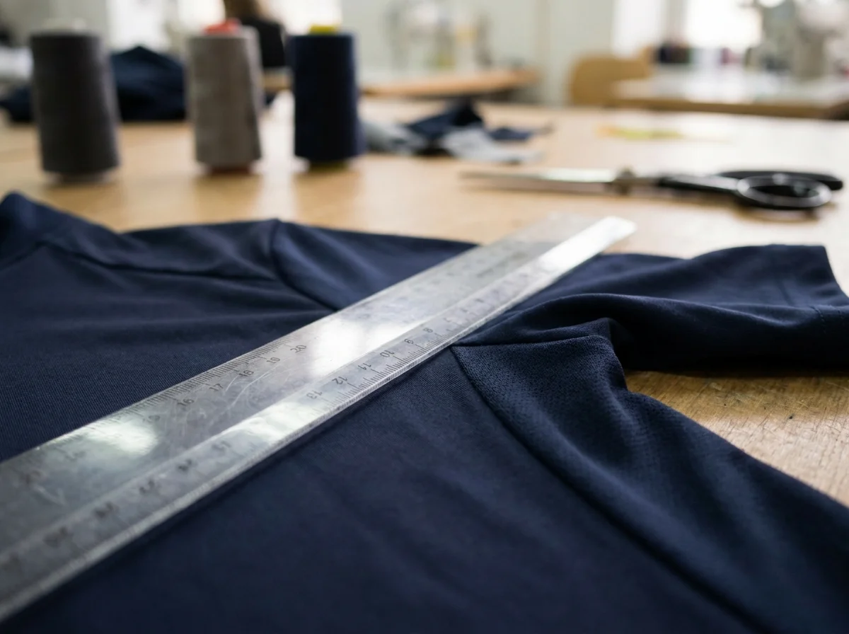 A cycling jersey with a hang tag, ready to be signed off